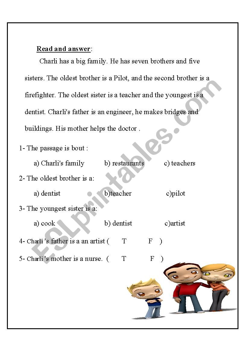 My Family worksheet