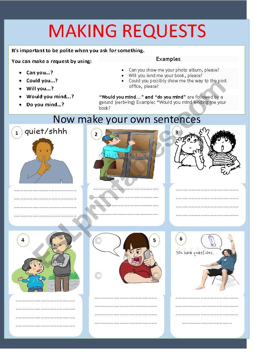 making requests worksheet