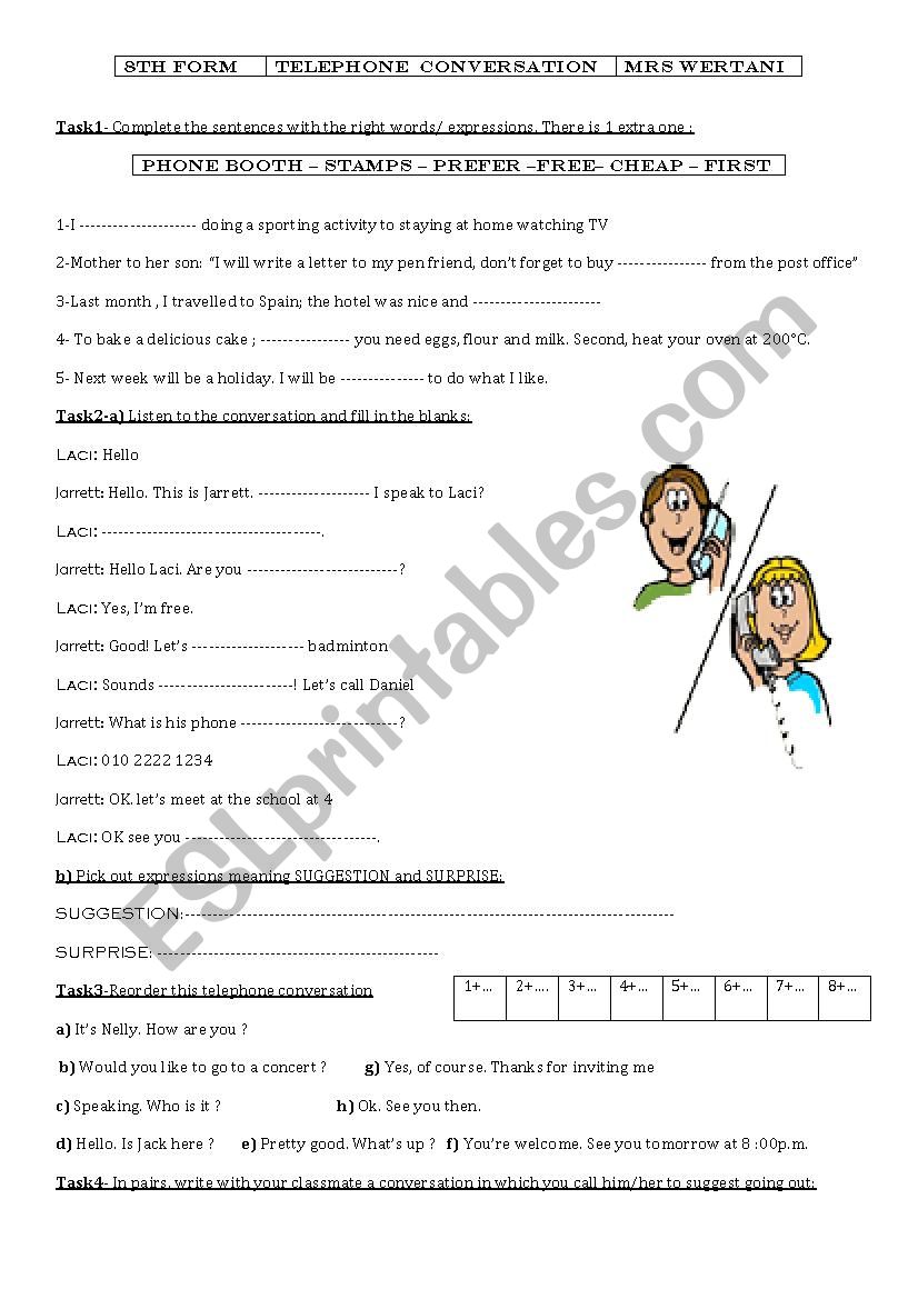 preparing for the trip/ telephone conversation - ESL worksheet by ryma