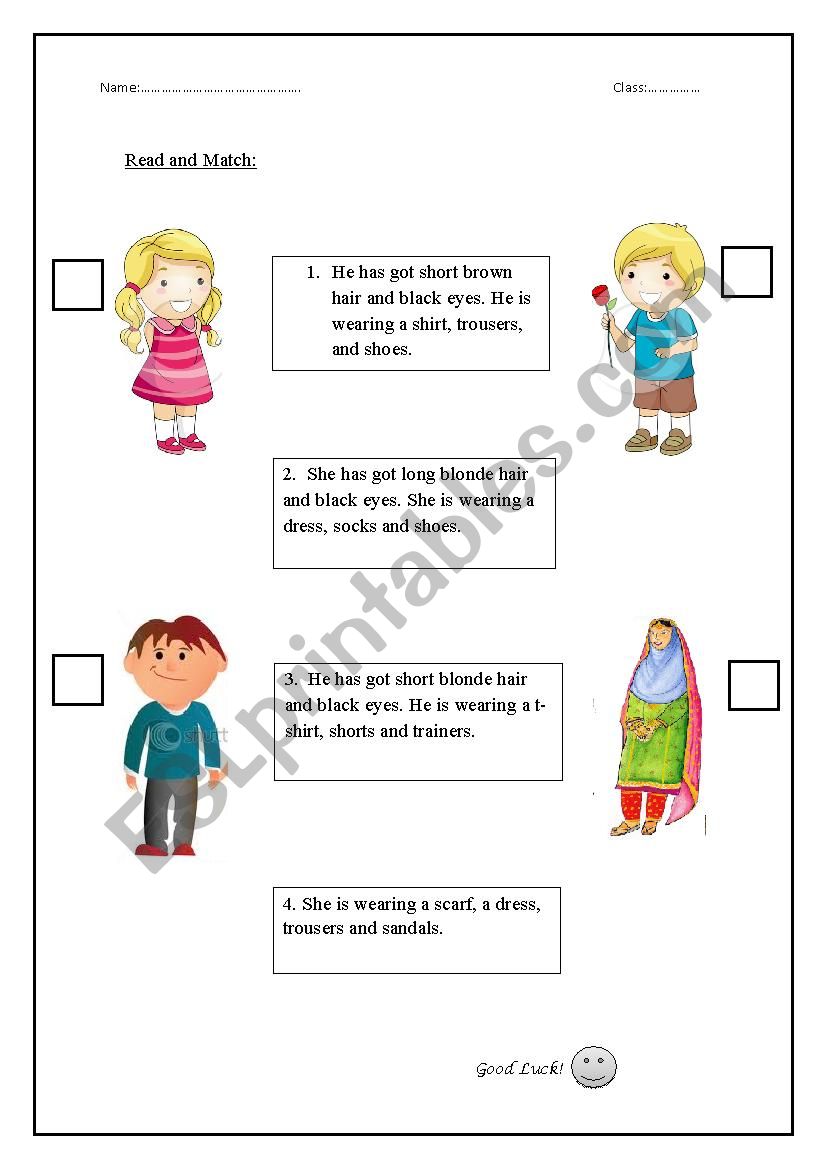 clothes worksheet