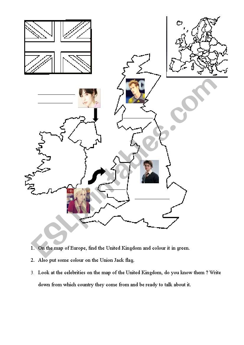 Map of the UK flag and nationalities