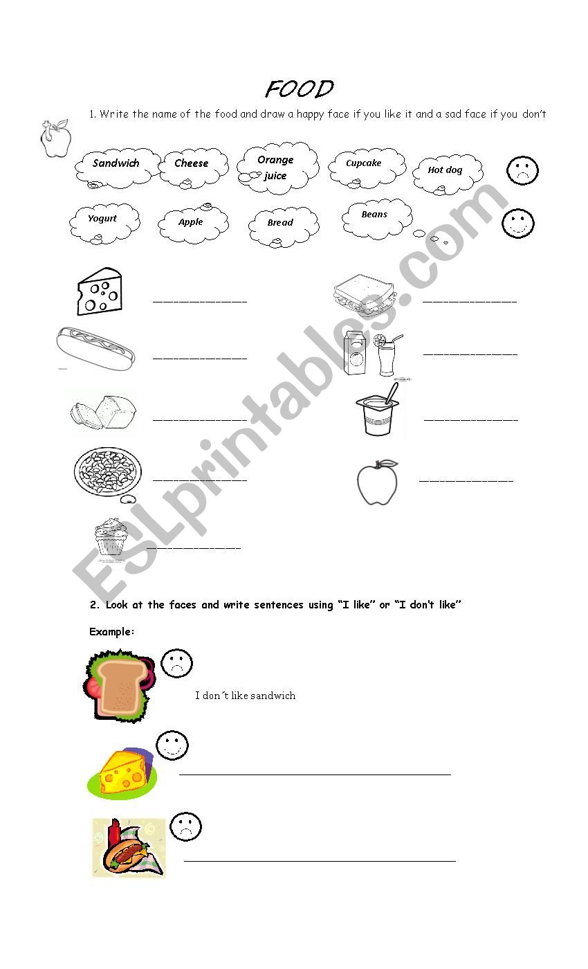 food worksheet