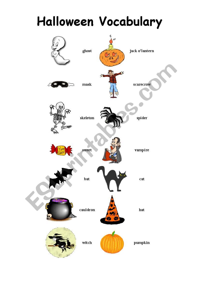 Halloween Vocabulary worksheet