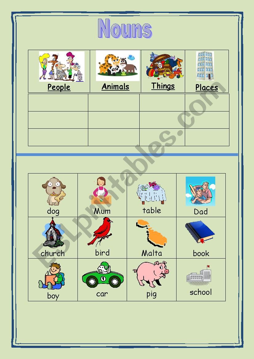 Nouns worksheet