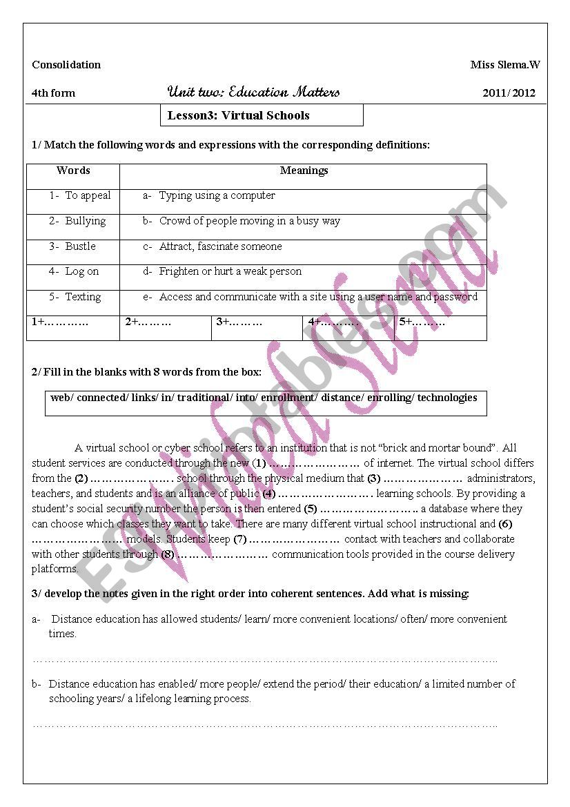 consolidation 4 worksheet