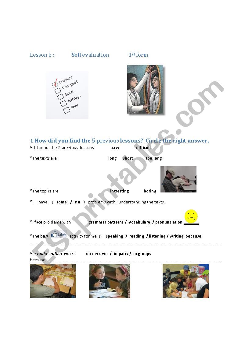 LESSON 6  1ST FORM worksheet