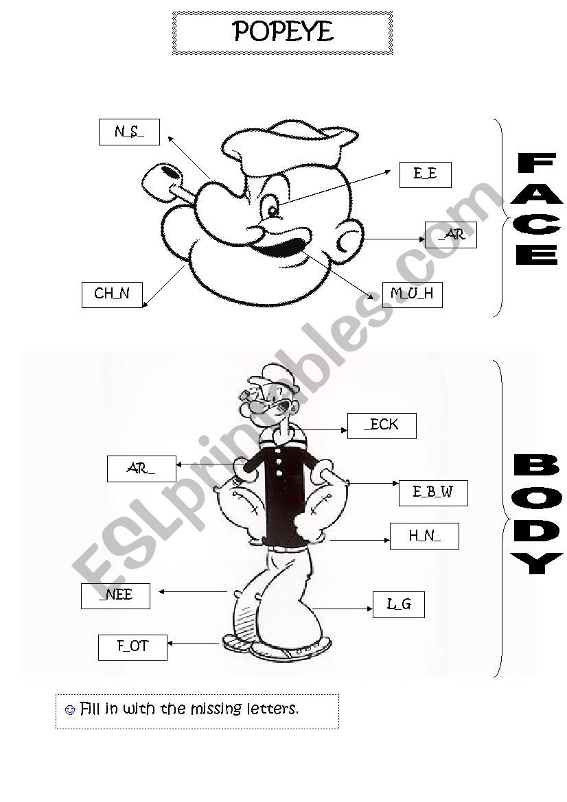 Popeye label worksheet