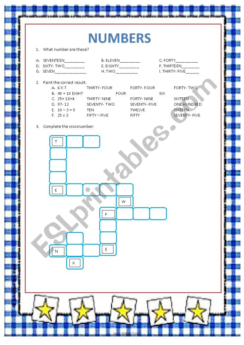 Numers -  easy tasks worksheet