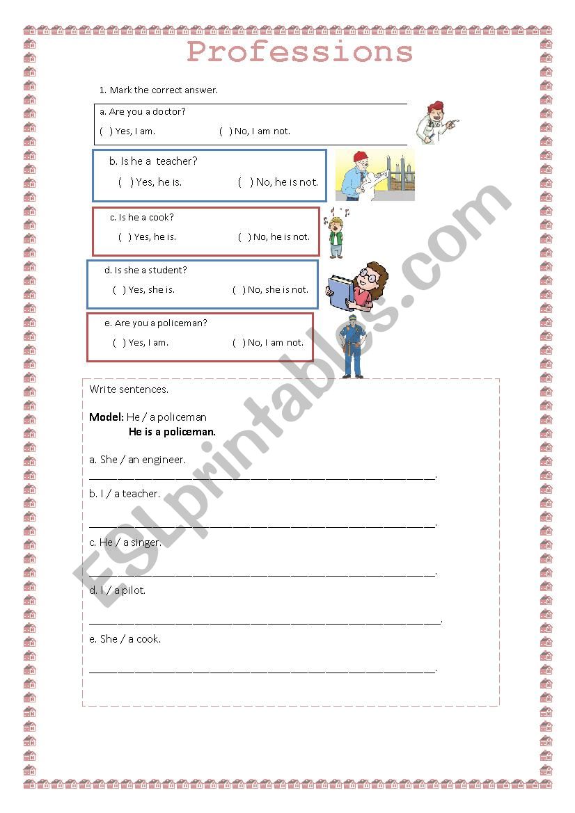 Profession worksheet