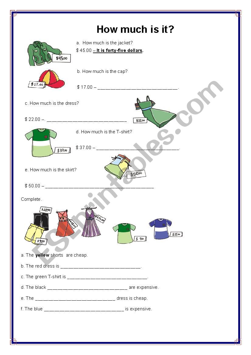 How much is it?? worksheet