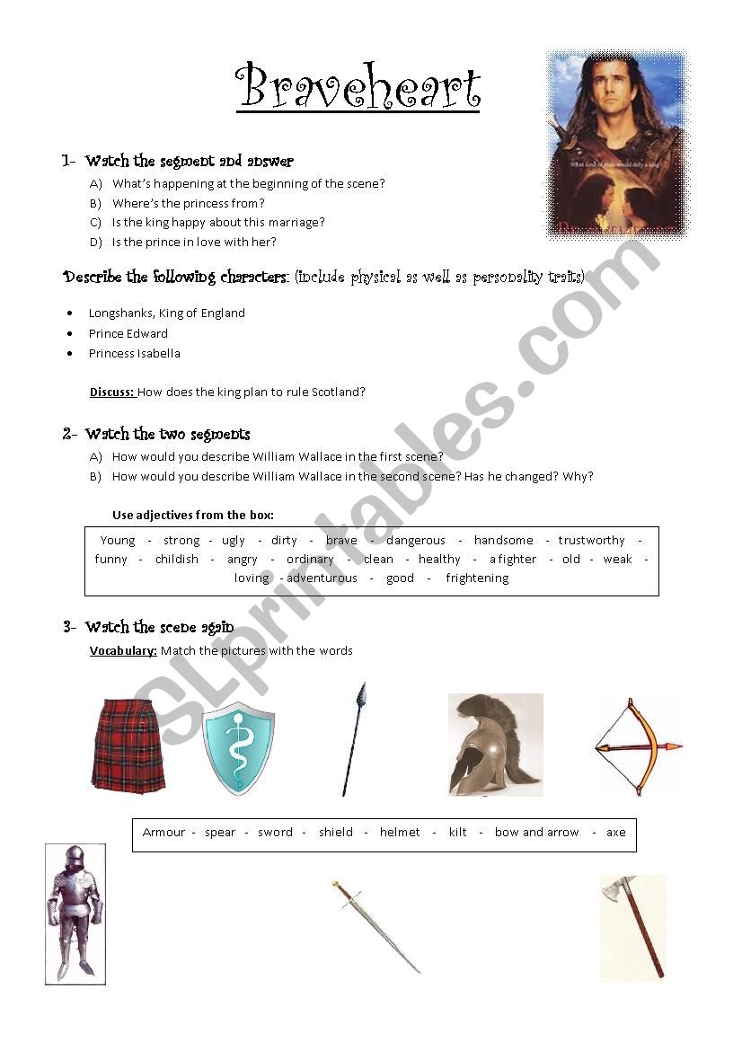 Video Session Braveheart worksheet