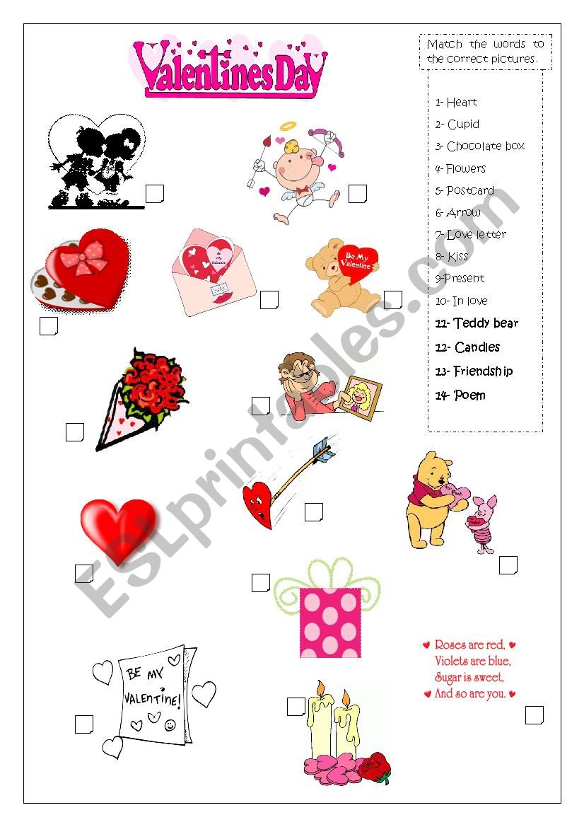 Valentines worksheet