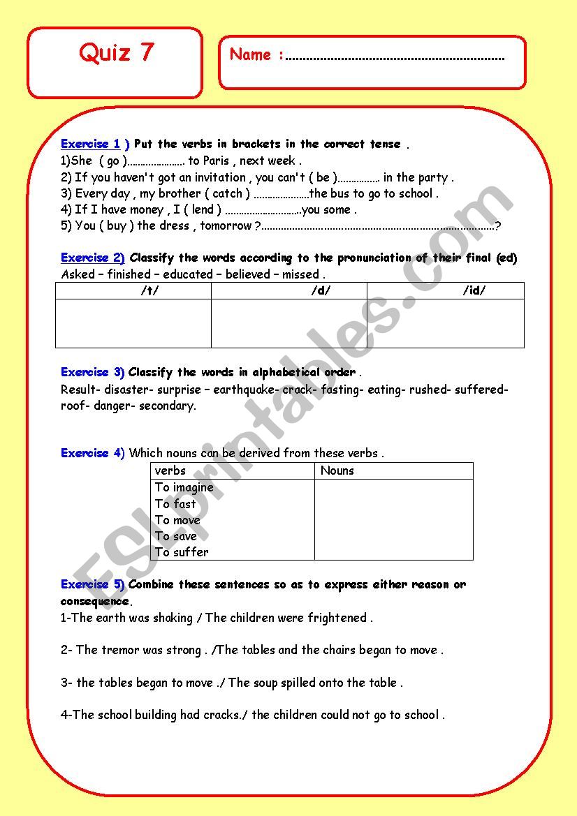 quiz 7 worksheet
