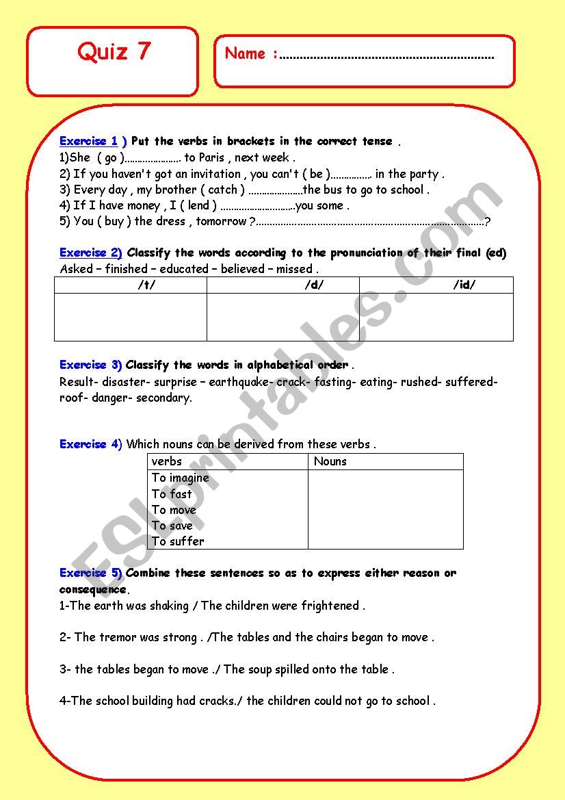 quiz 7 worksheet