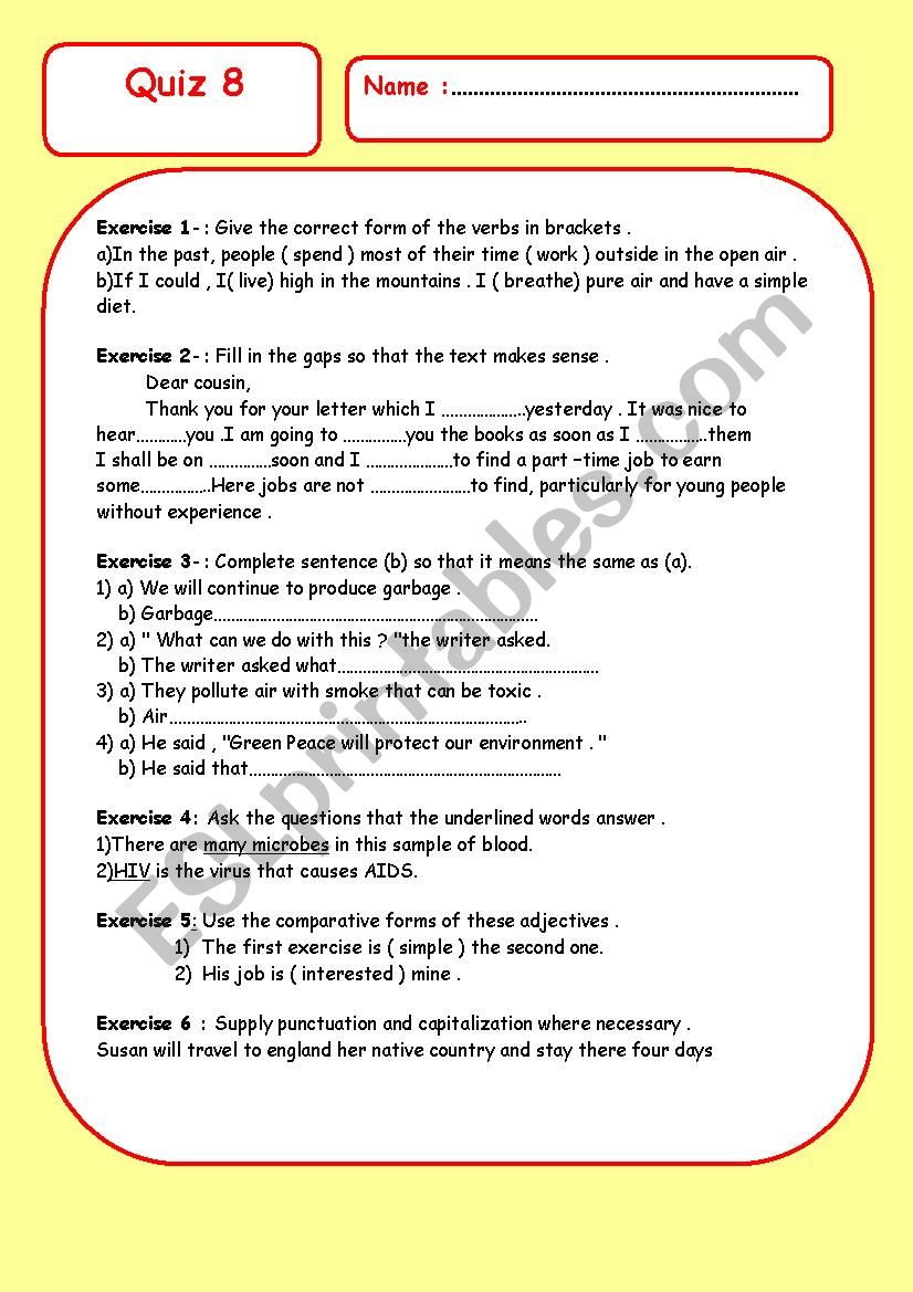 quiz 8 worksheet