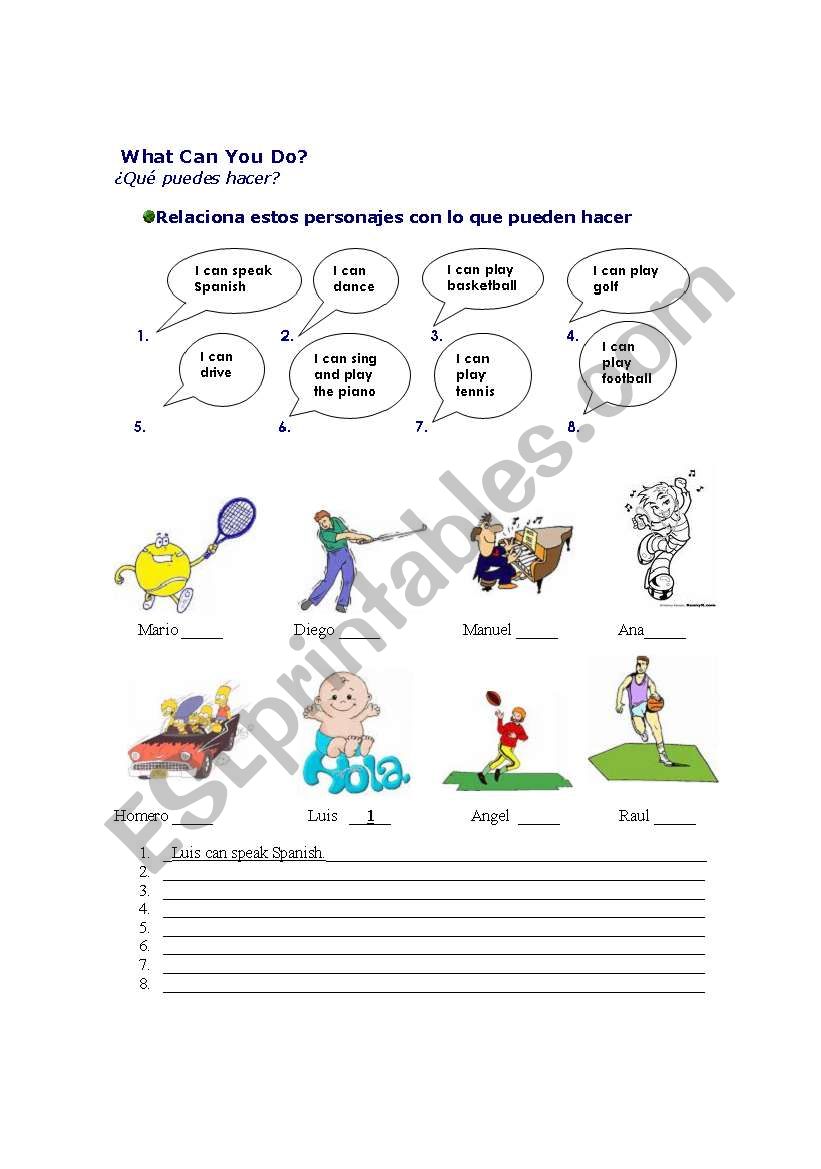 What can you do? worksheet