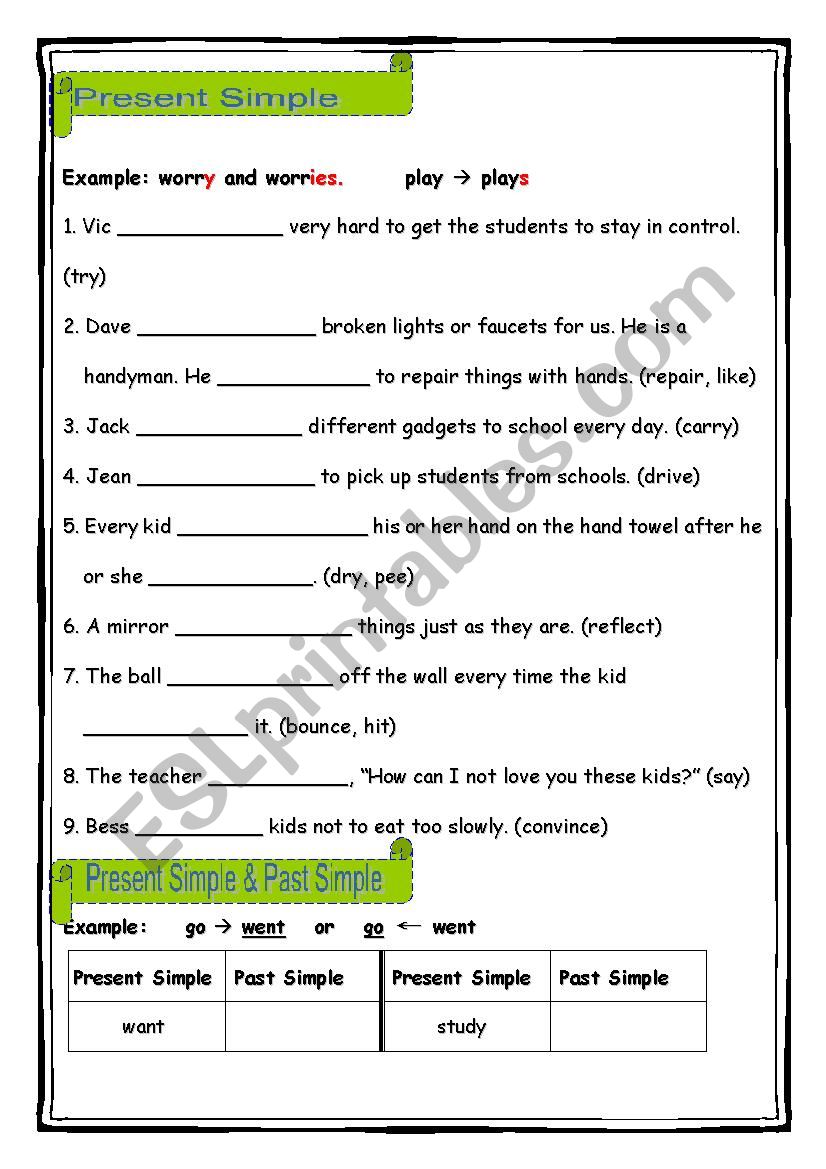 Revision: Present or Past Simple - ESL worksheet by Tmk939