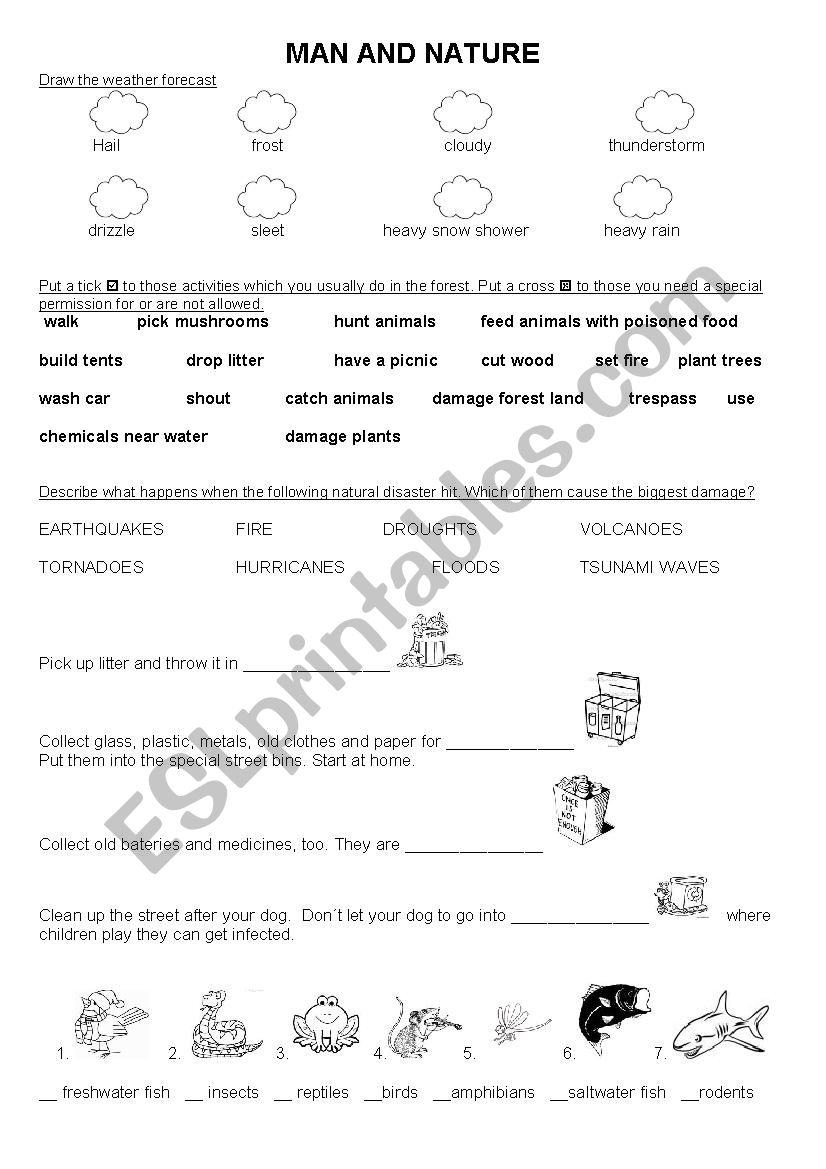 Man and Nature  worksheet