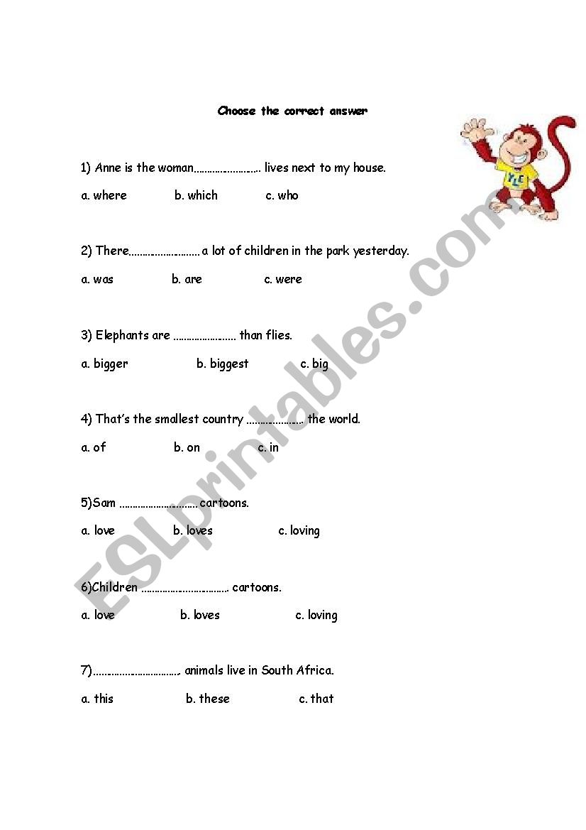 Cambridge Movers - Practice worksheet