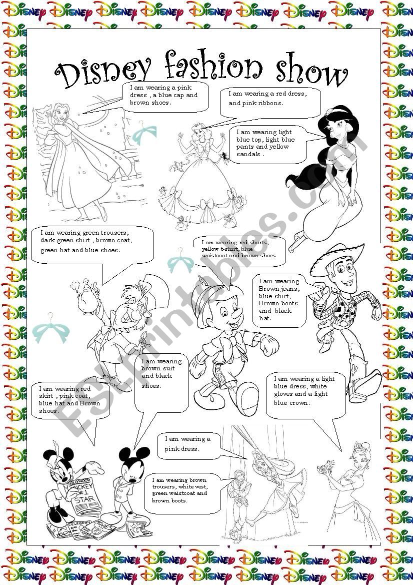 Disney fashion show worksheet