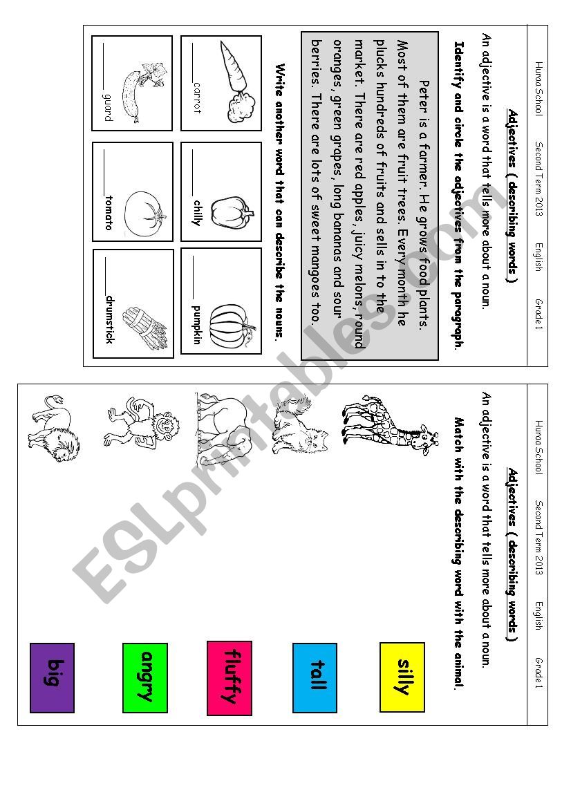 adjectives worksheet