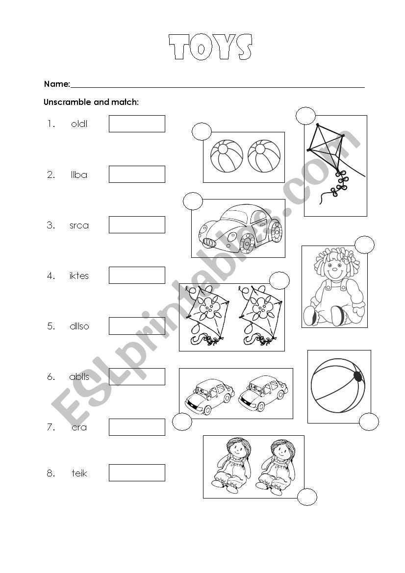 TOYS worksheet