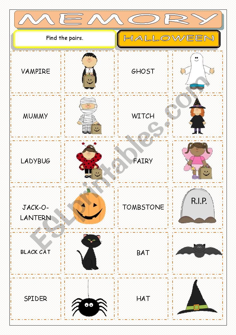 Halloween Memory worksheet