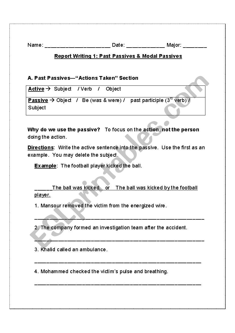 Grammar worksheet