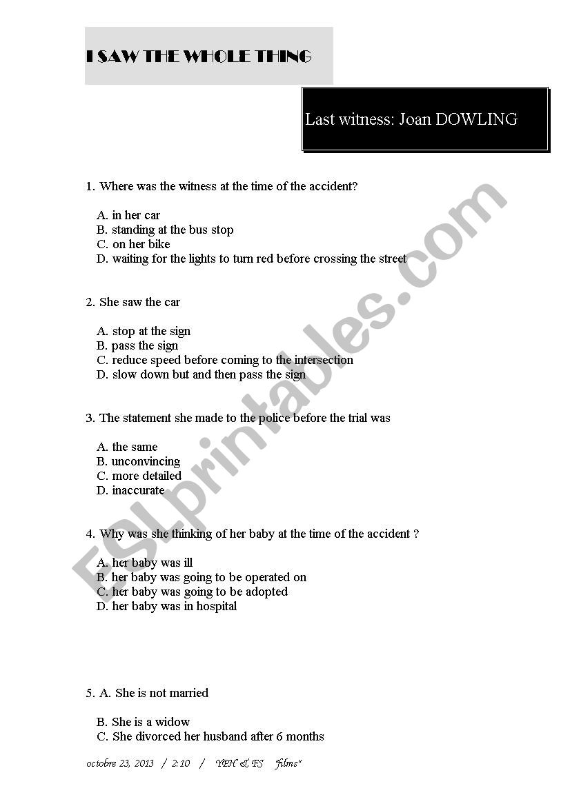 HitchcockÂ´s I saw the whole thing (Joan Dowling)