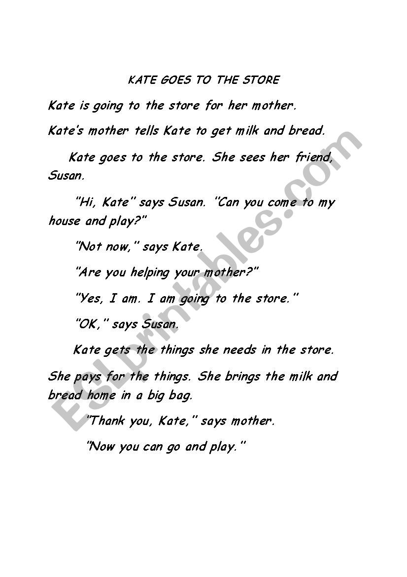 A SHORT STORY (three pages) worksheet
