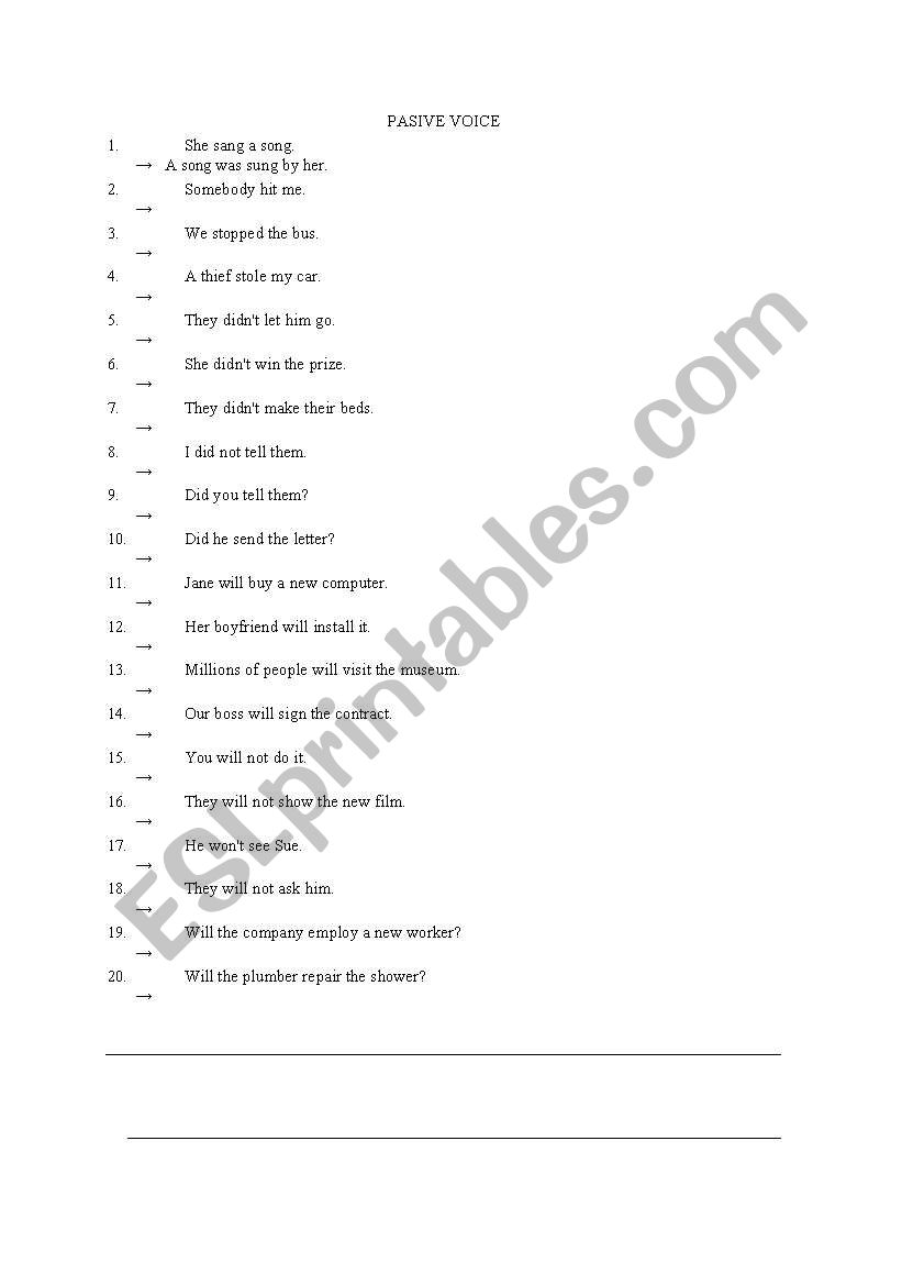 Passive Voice Activities worksheet