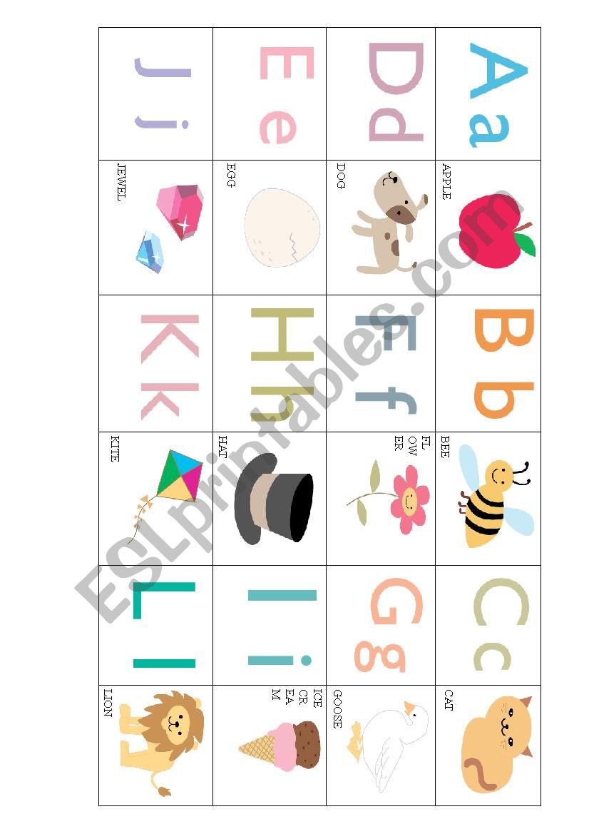Alphabet Memory Game worksheet