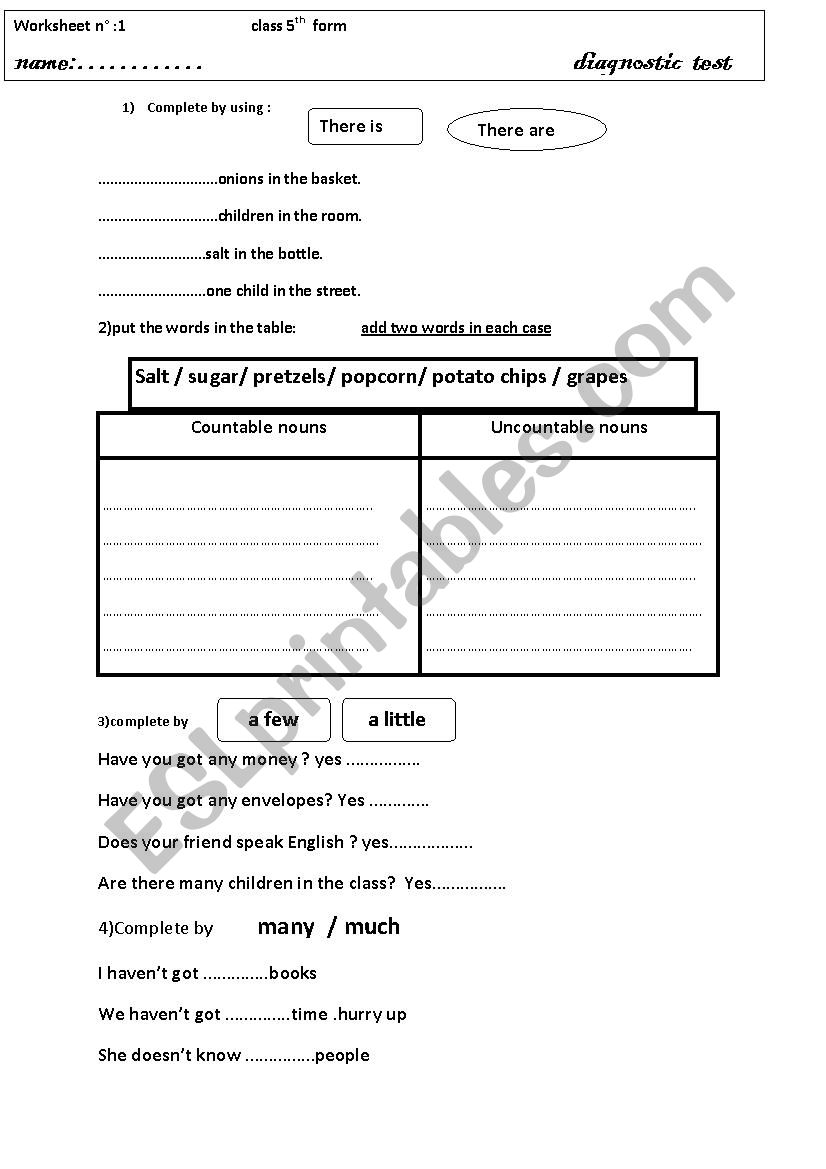 countable and uncountable exercises