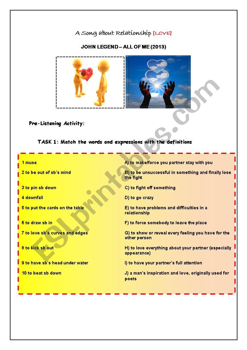 John Legend - All Of Me (2013) (Listening Activity about Relationship+Vocabulary Building)