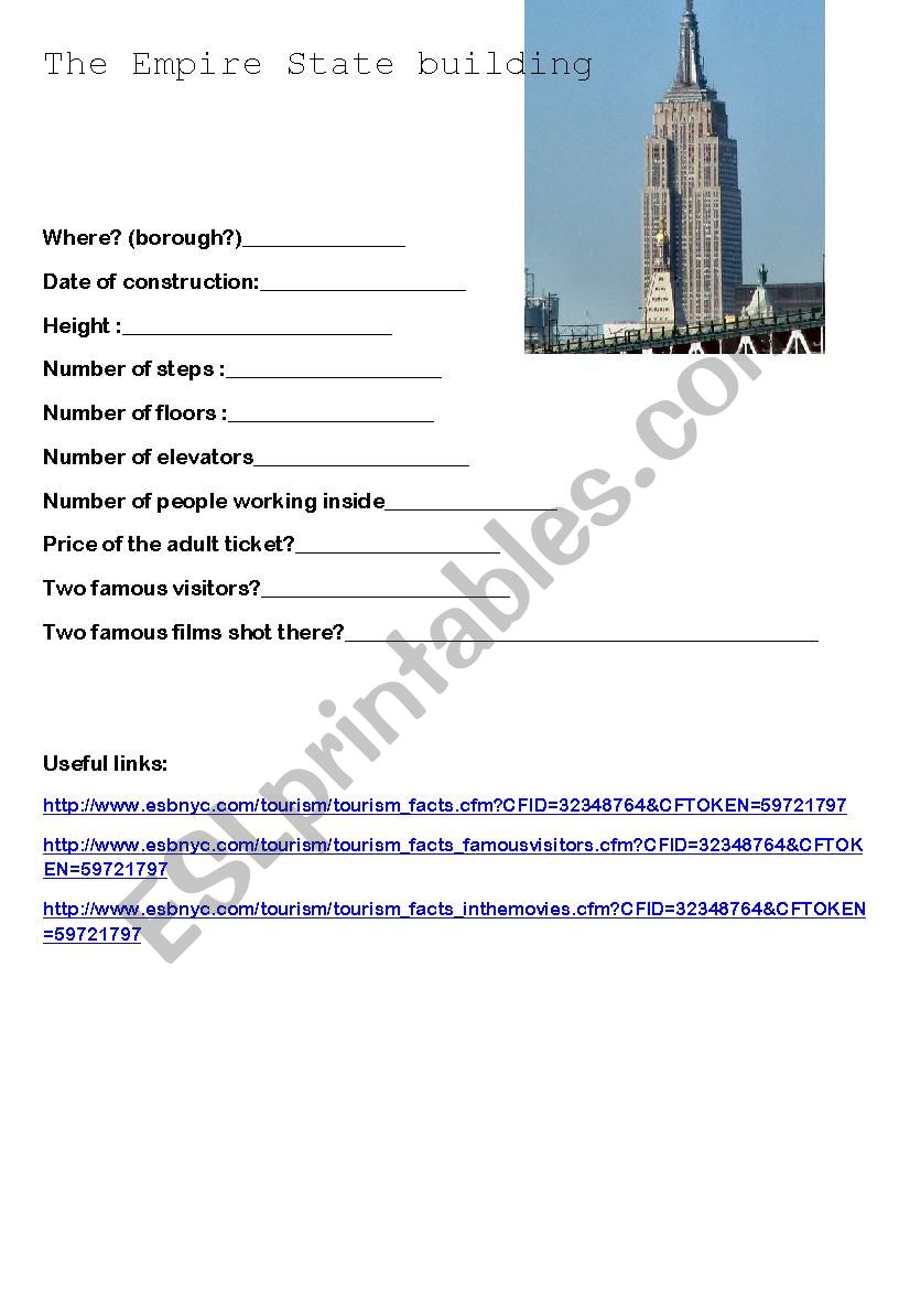 The Empire State building worksheet