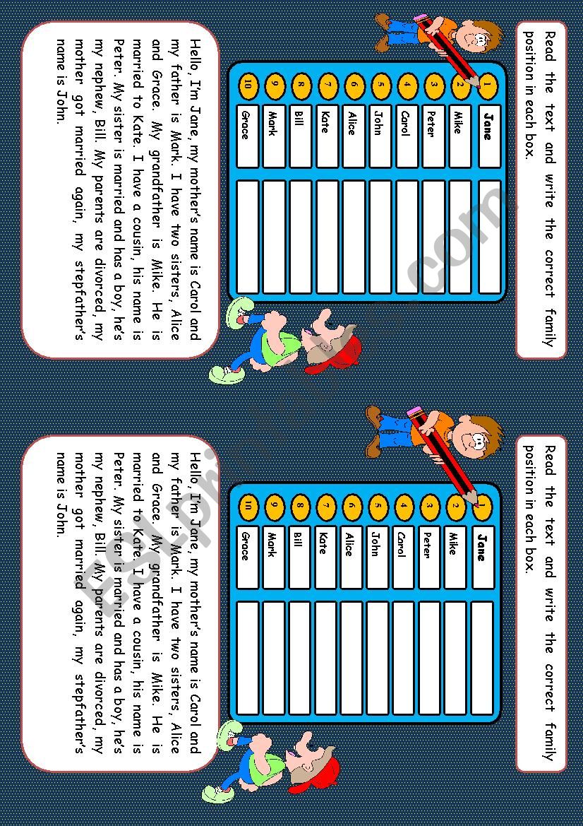 Family game worksheet