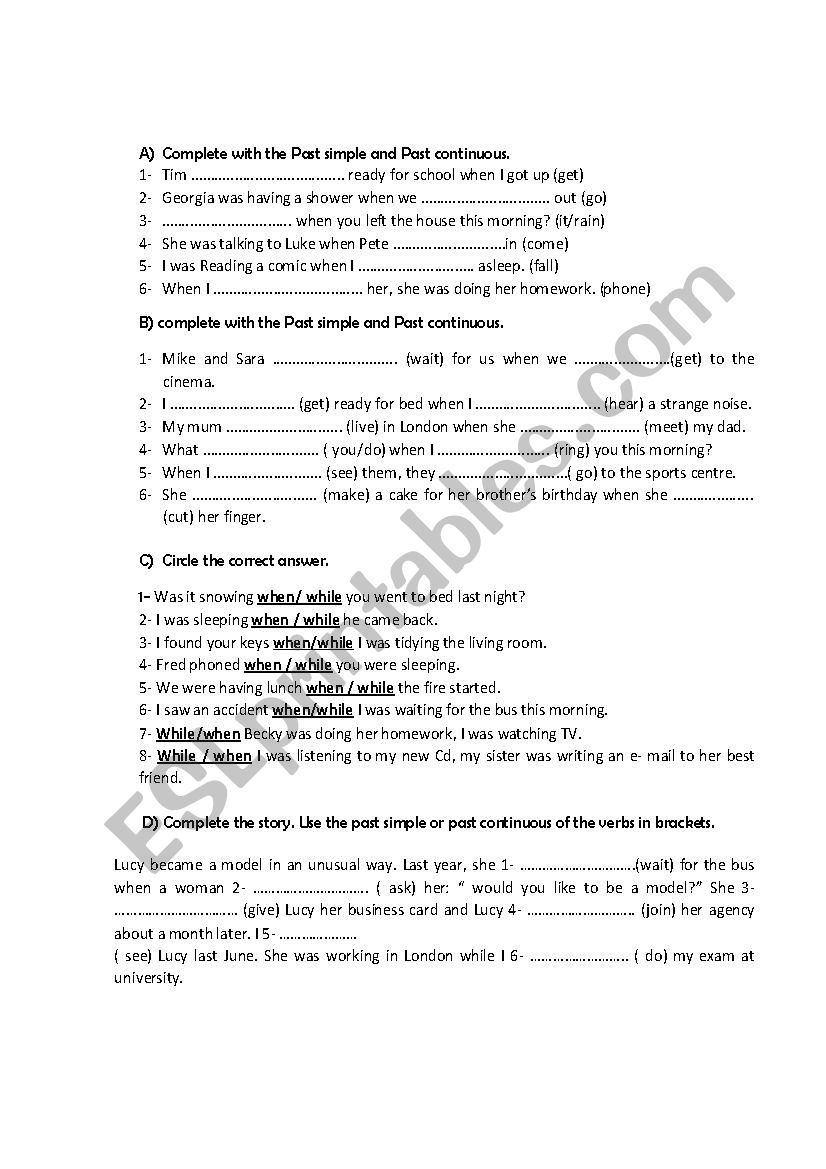 simple Past and Past Continuous