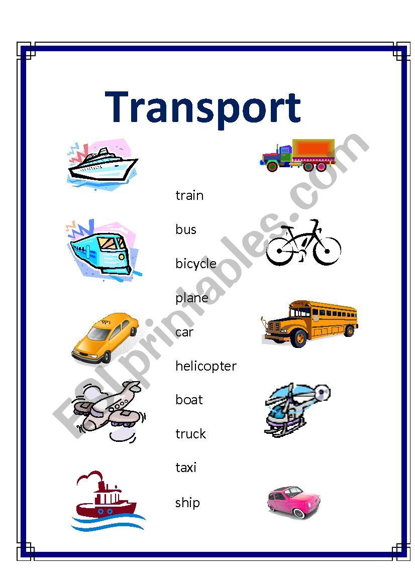 Transport - Matching worksheet