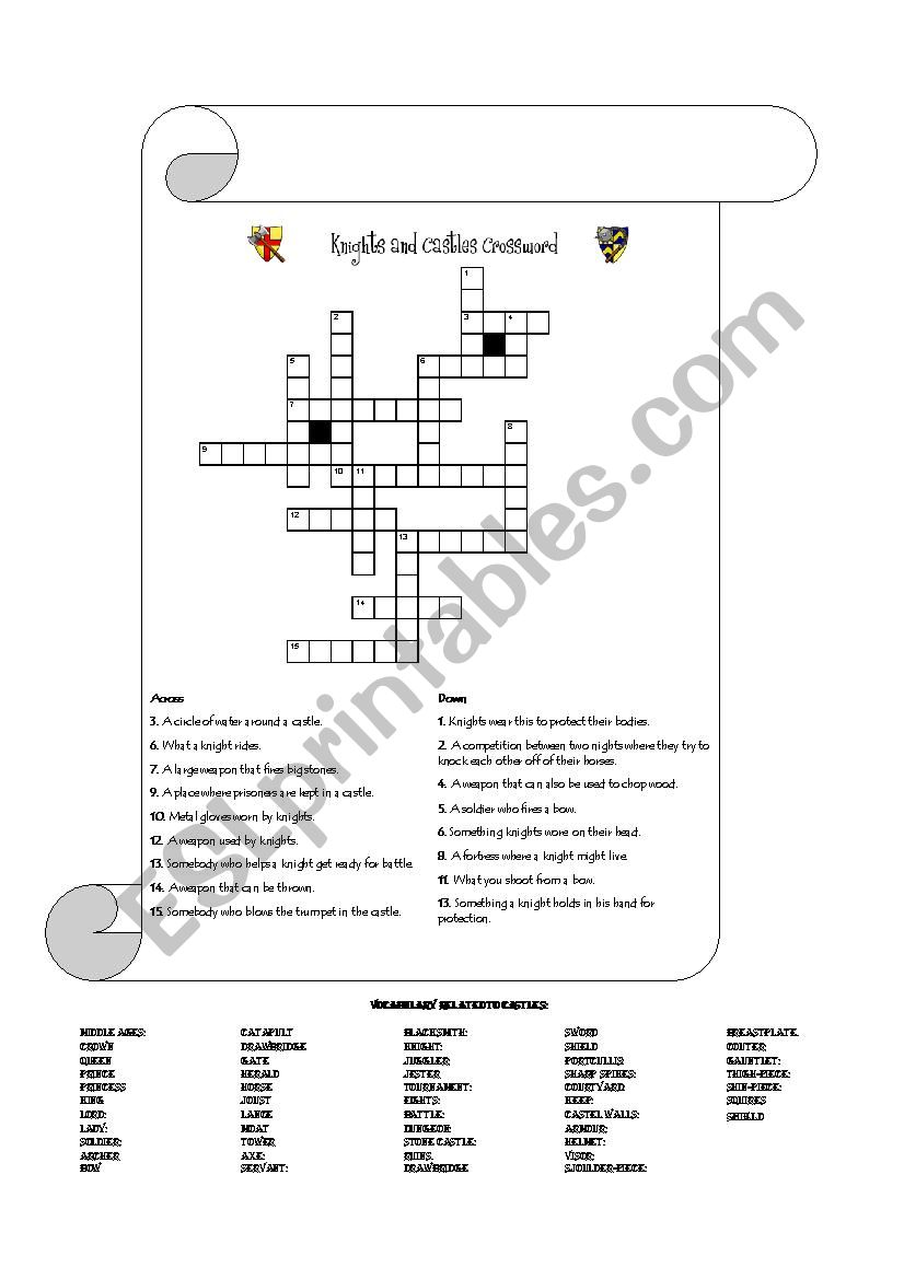 knights and castles  worksheet