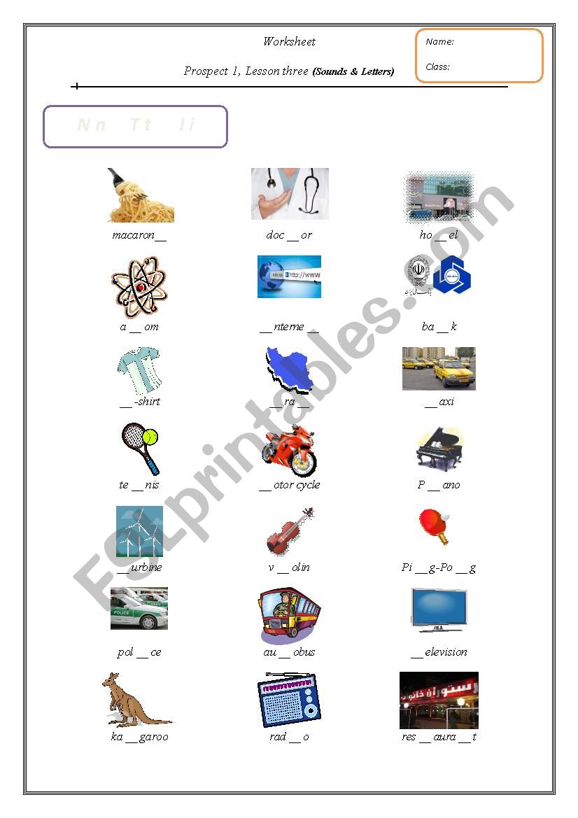 Sounds and Letters(I,N,T) worksheet