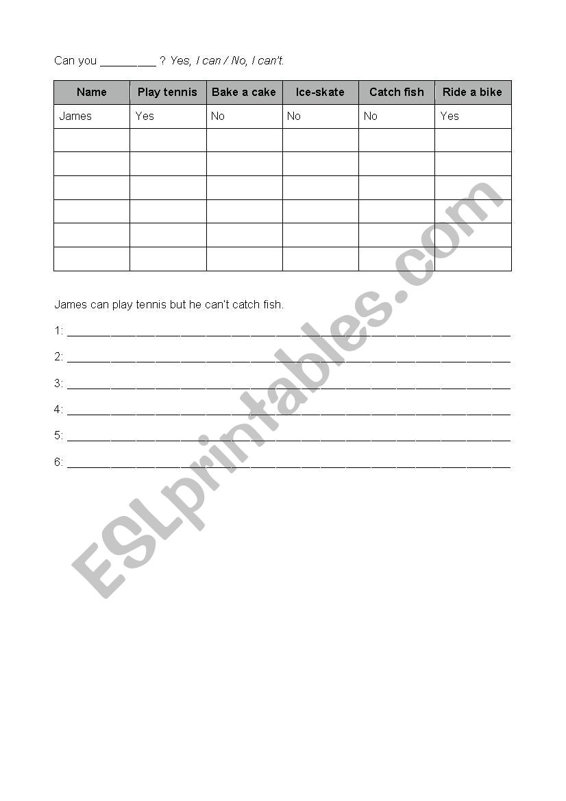 Can you _______ ?  worksheet