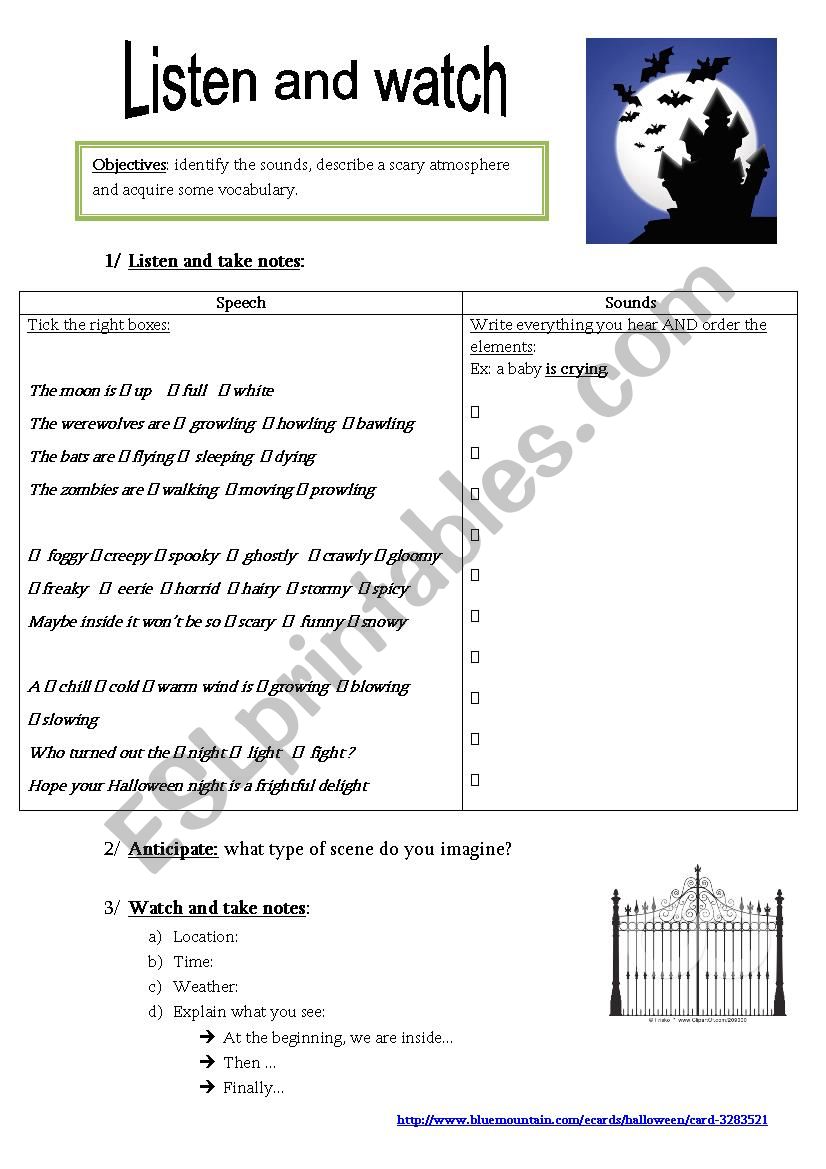 HalloweÂ´en atmosphere worksheet