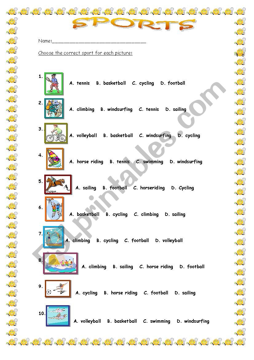 basic sports worksheet