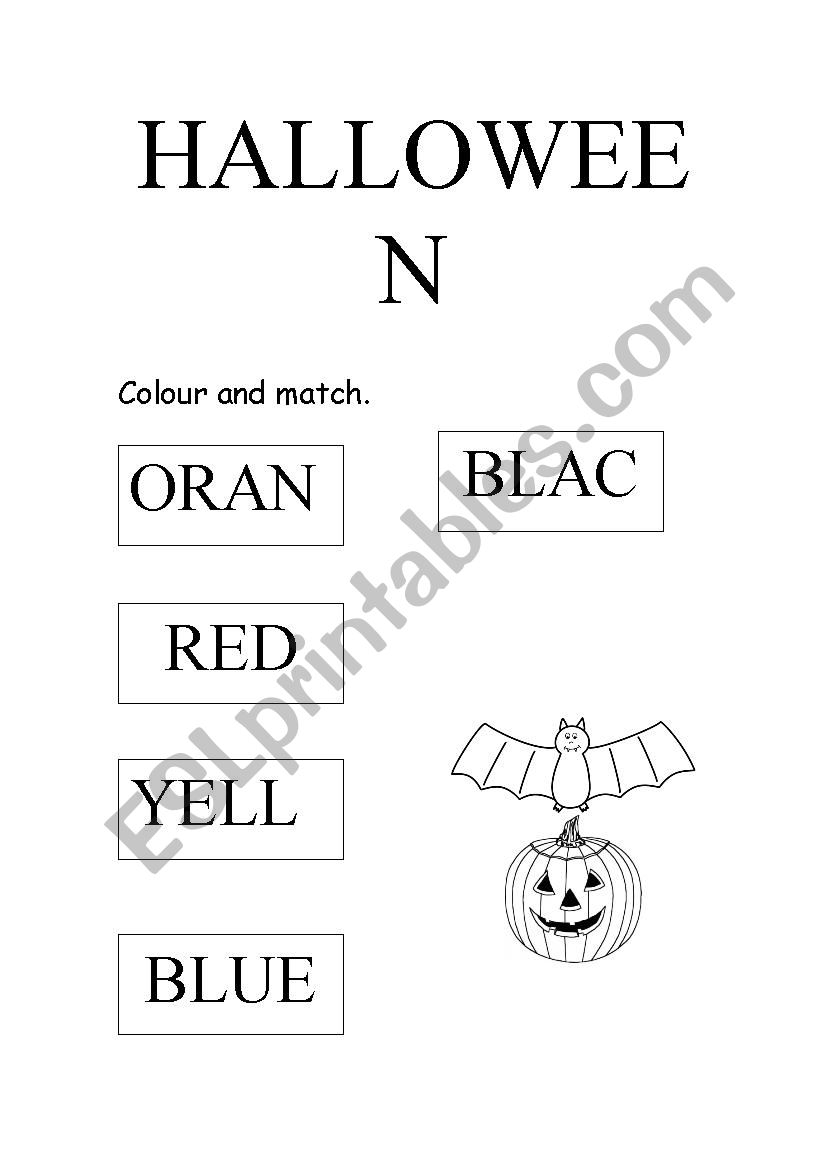 Halloween colors worksheet