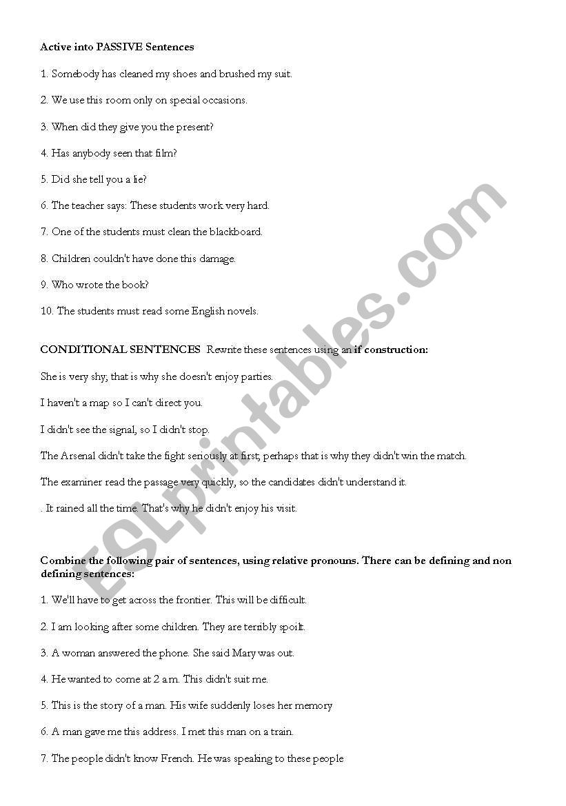 grammar review worksheet