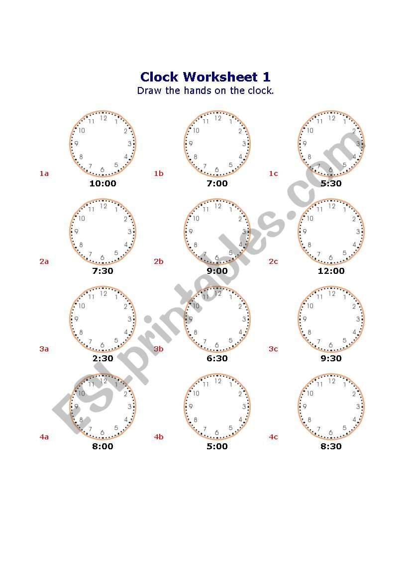 time worksheet for beginners