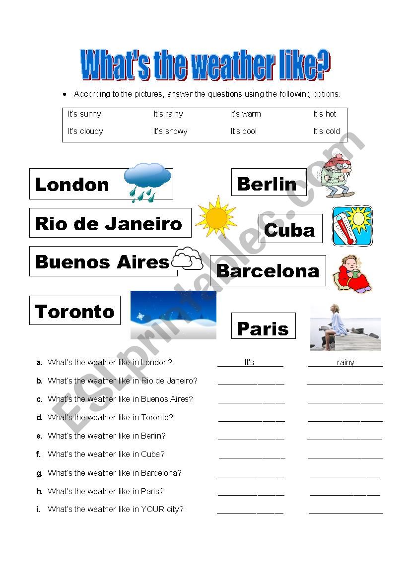 Whats the weather like? worksheet