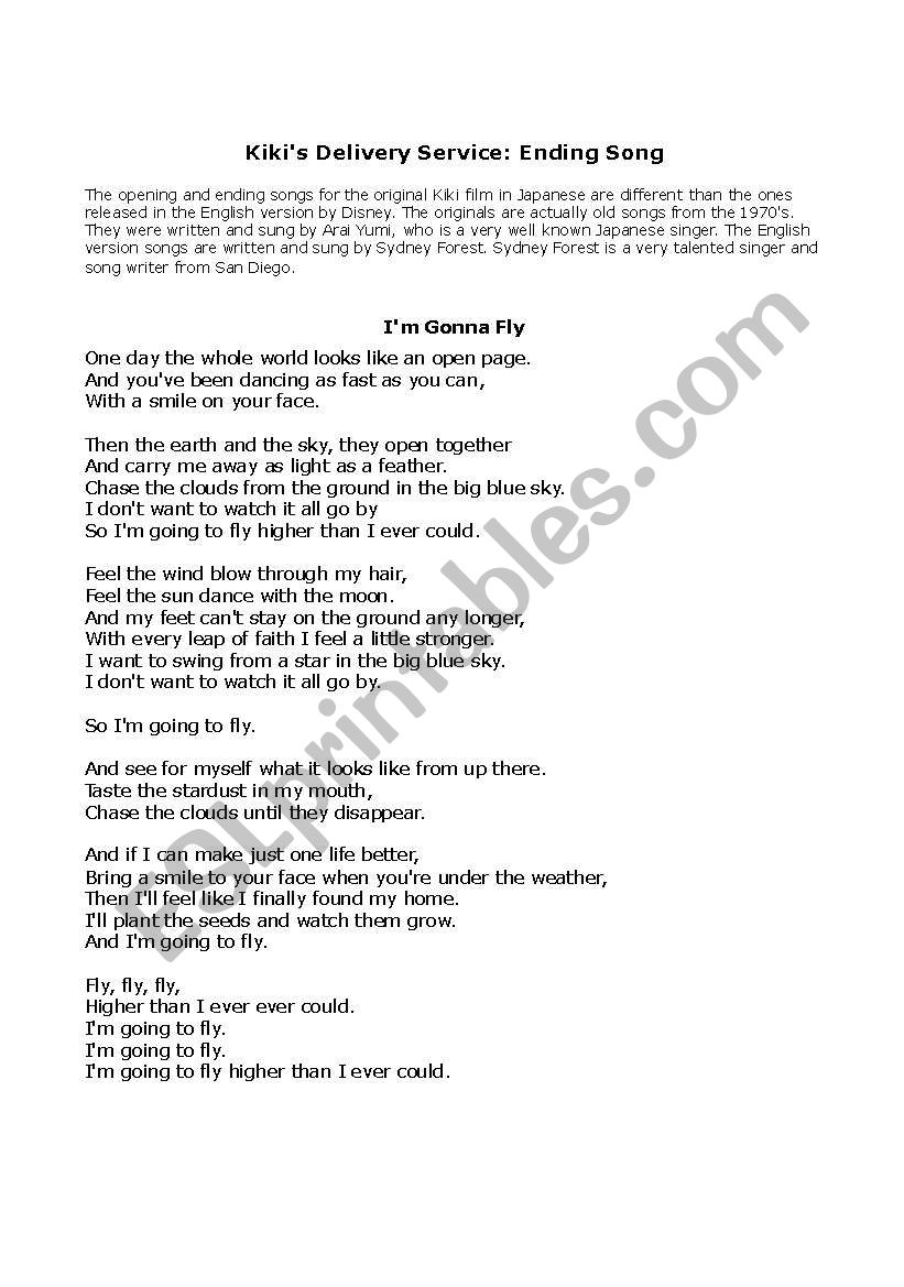 Im Gonna Fly worksheet