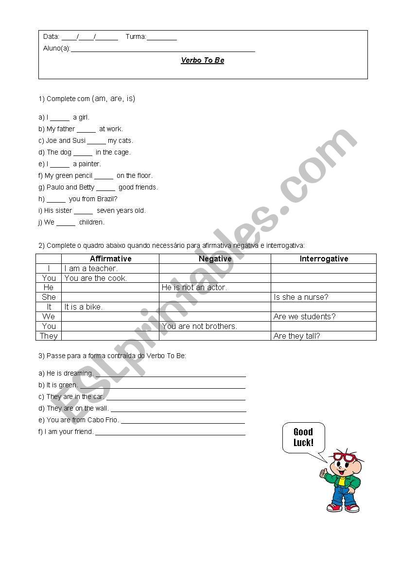 Verb To Be worksheet