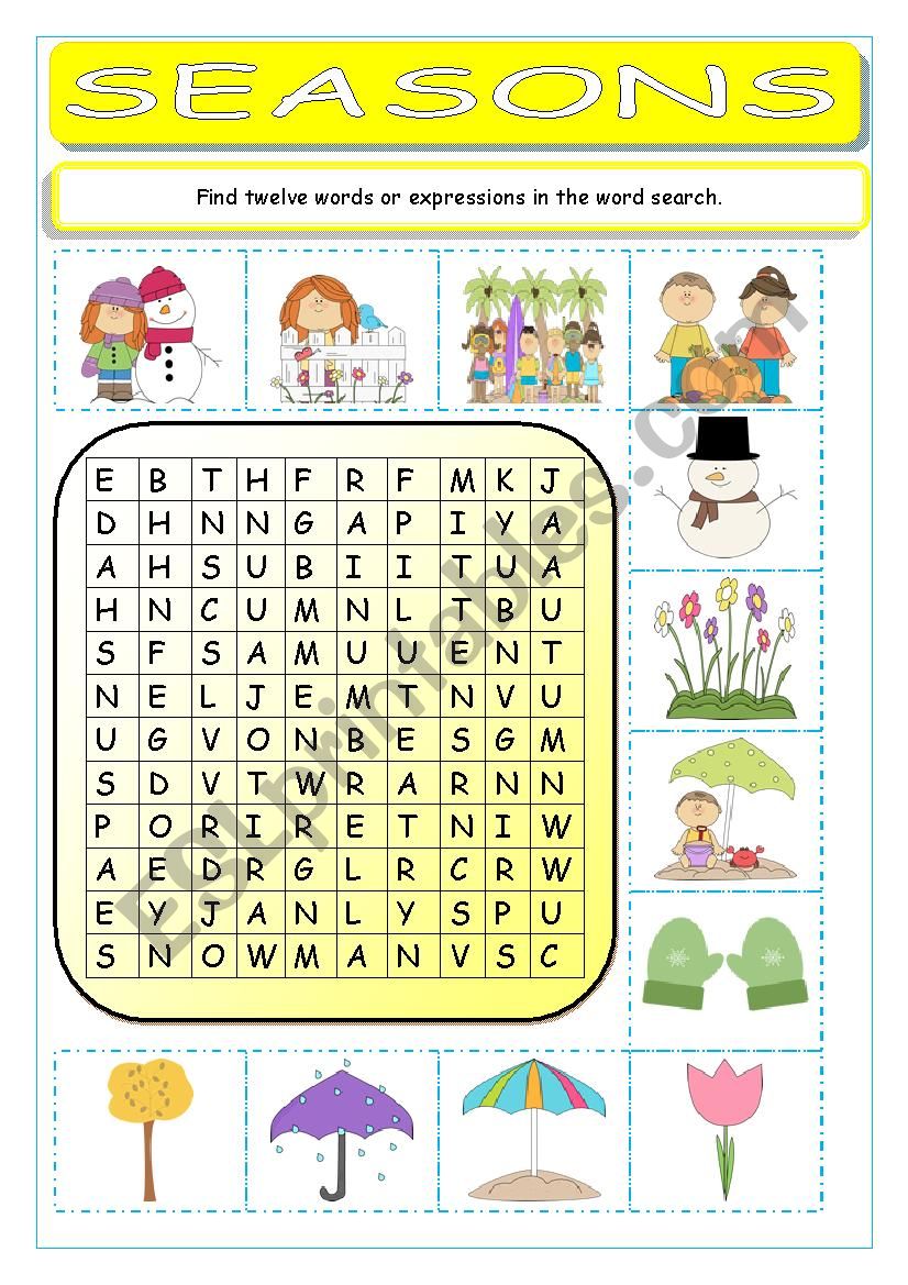 Seasons Wordsearch worksheet